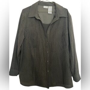 White Stag Olive Green Plus Blouse 16W